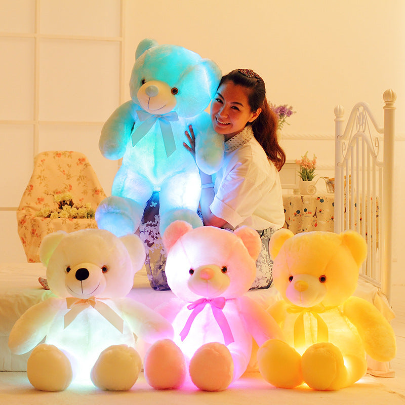 Candy-Colored Luminous Musical Teddy Bear Plush Toy, Soft Huggable Stuffed Animal