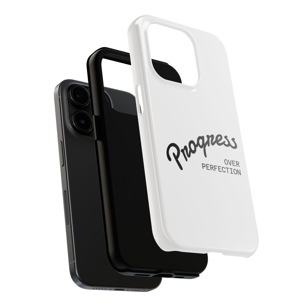 Progress Over Perfection Tough Phone Case — Minimal Motivational iPhone/Android Protective Cover