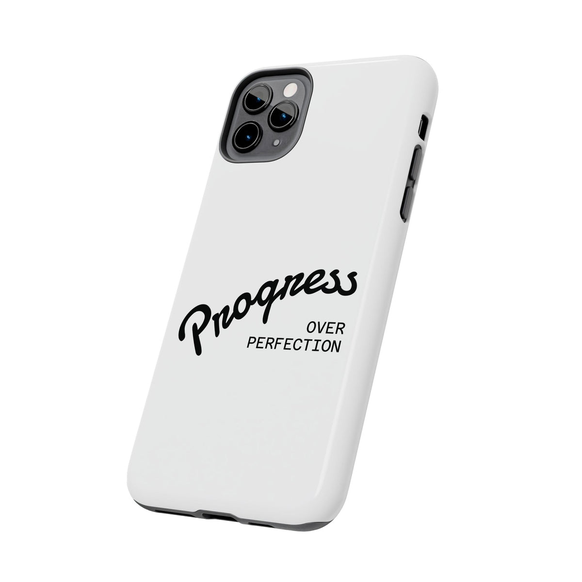 Progress Over Perfection Tough Phone Case — Minimal Motivational iPhone/Android Protective Cover