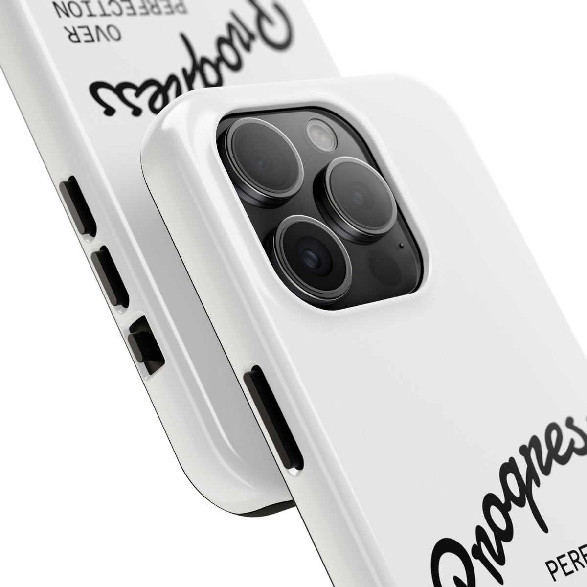 Progress Over Perfection Tough Phone Case — Minimal Motivational iPhone/Android Protective Cover