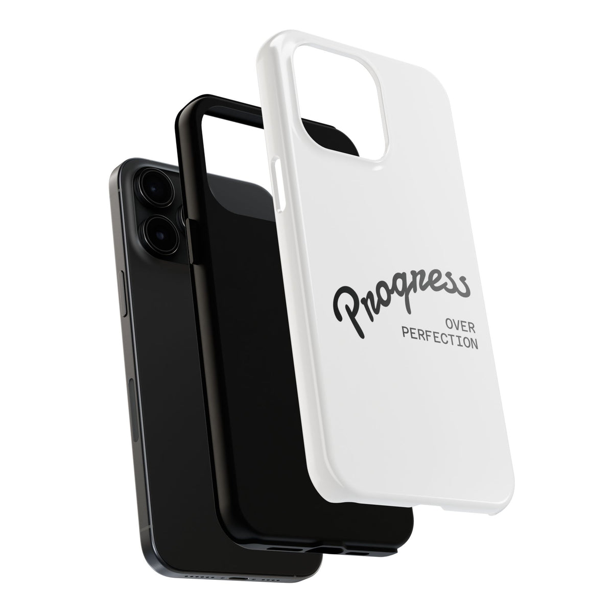Progress Over Perfection Tough Phone Case — Minimal Motivational iPhone/Android Protective Cover