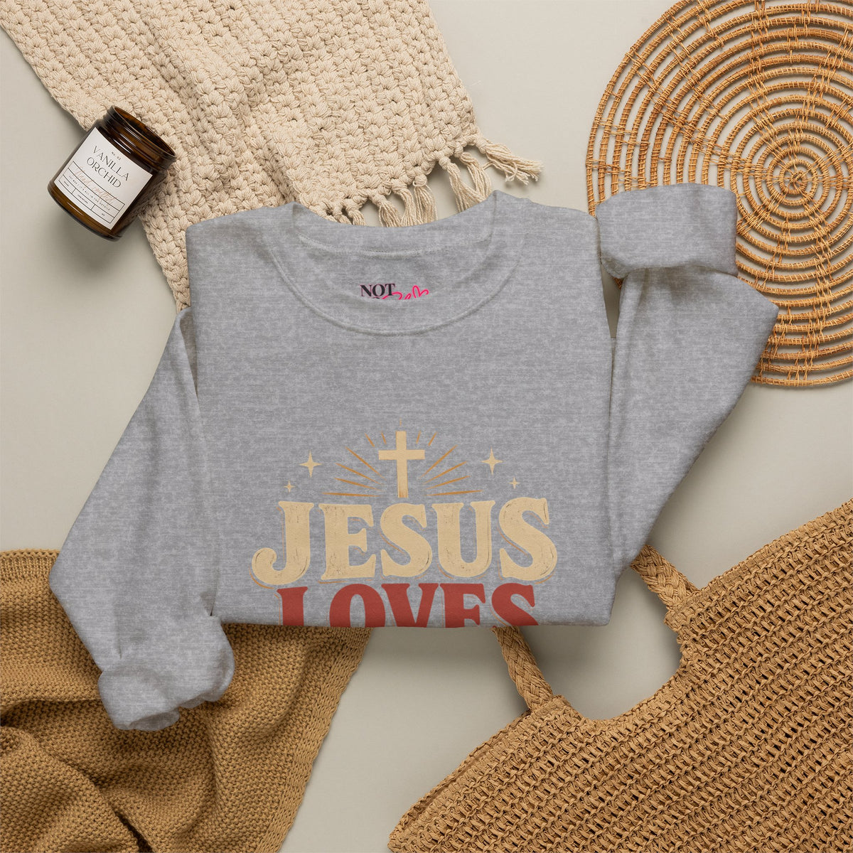Jesus Loves You & I’m Tryin’ Christian Crewneck Sweatshirt