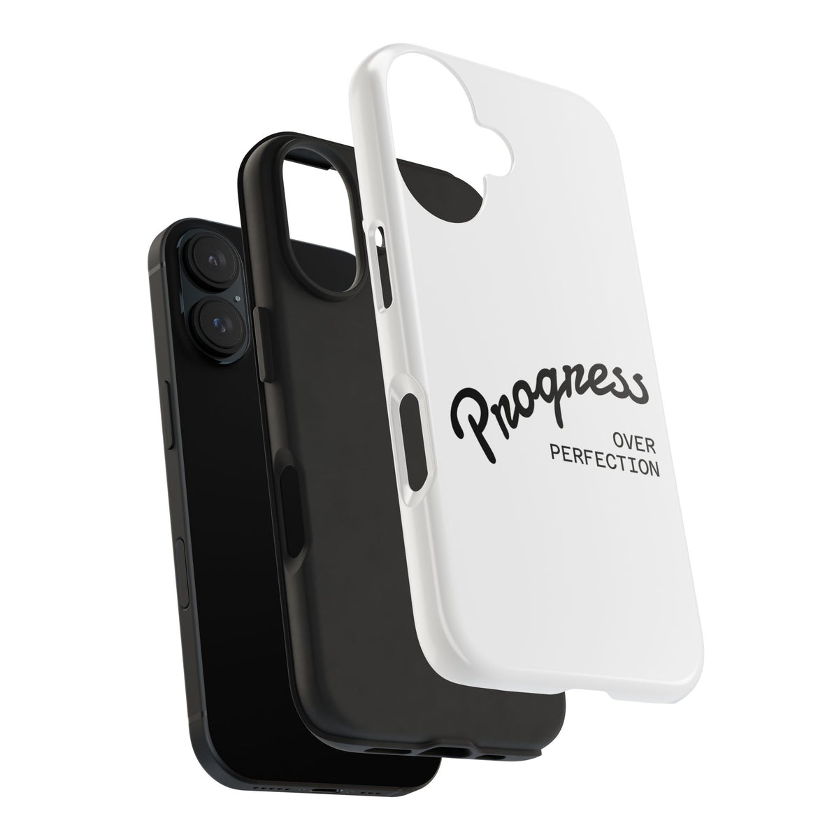 Progress Over Perfection Tough Phone Case — Minimal Motivational iPhone/Android Protective Cover