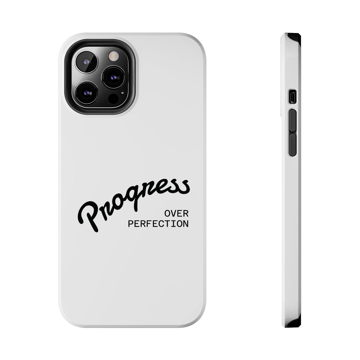 Progress Over Perfection Tough Phone Case — Minimal Motivational iPhone/Android Protective Cover