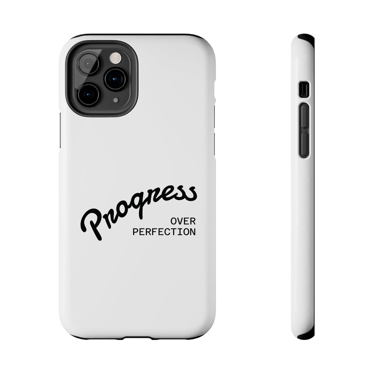 Progress Over Perfection Tough Phone Case — Minimal Motivational iPhone/Android Protective Cover