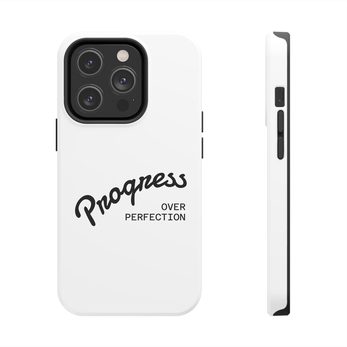 Progress Over Perfection Tough Phone Case — Minimal Motivational iPhone/Android Protective Cover