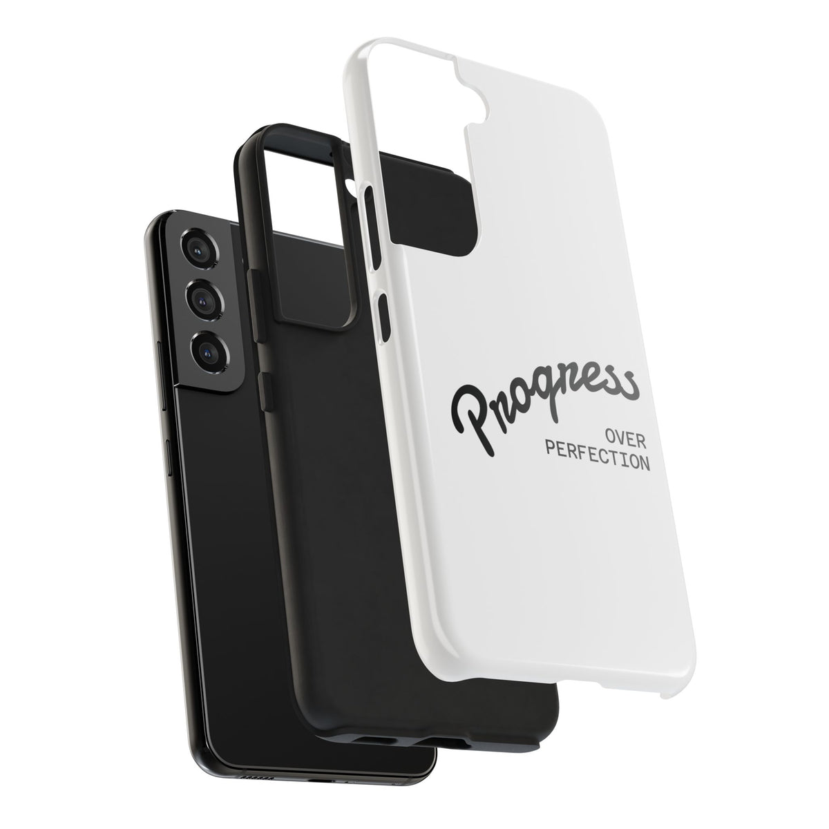 Progress Over Perfection Tough Phone Case — Minimal Motivational iPhone/Android Protective Cover