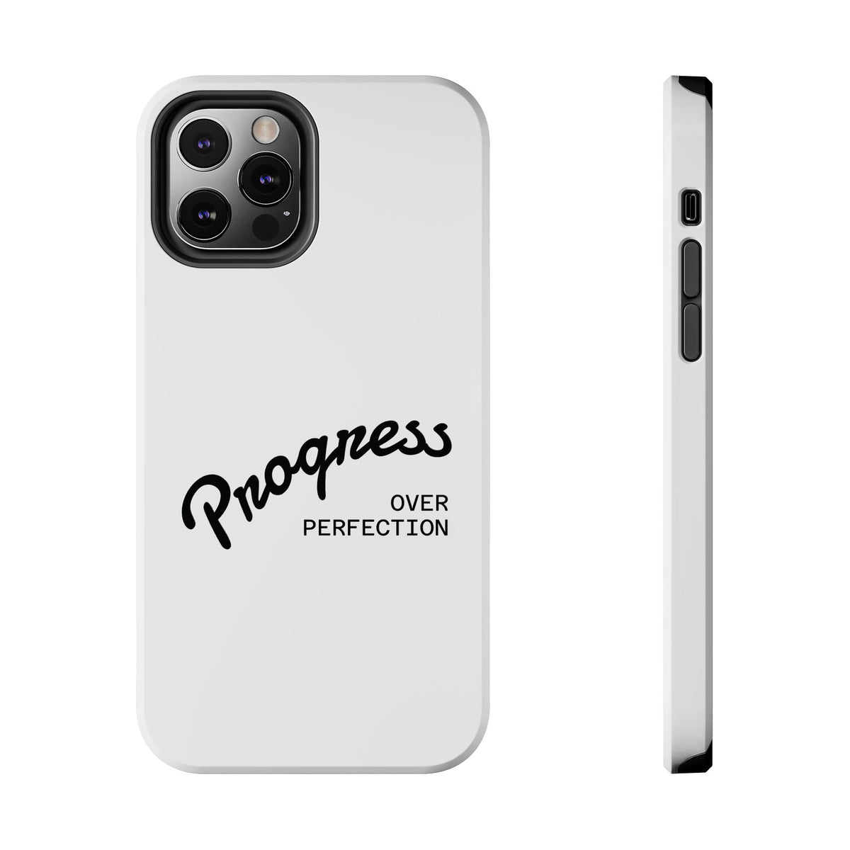 Progress Over Perfection Tough Phone Case — Minimal Motivational iPhone/Android Protective Cover