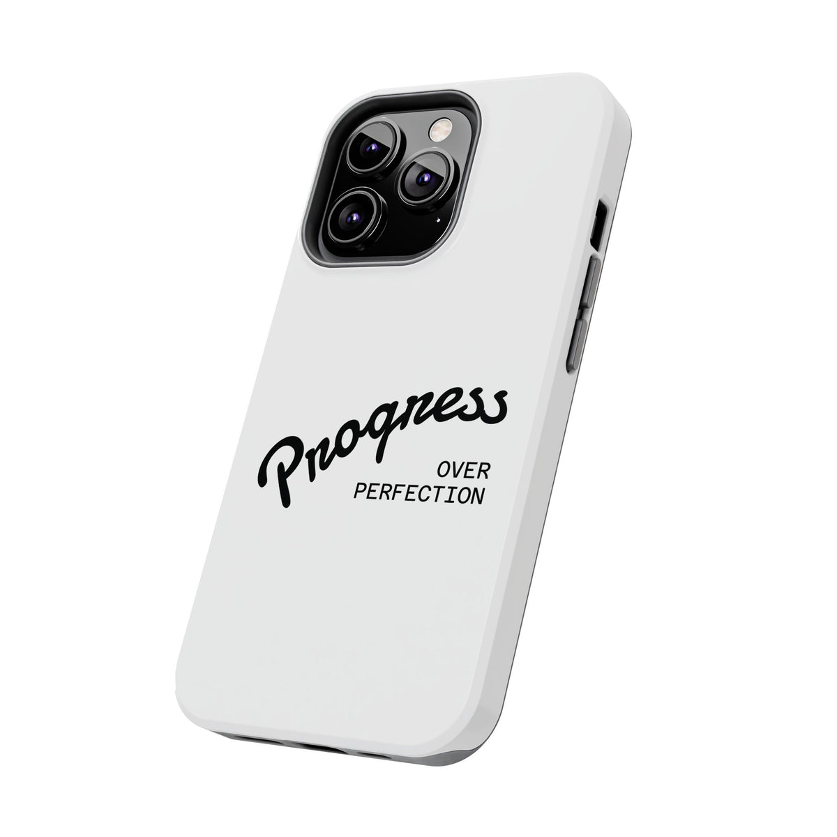 Progress Over Perfection Tough Phone Case — Minimal Motivational iPhone/Android Protective Cover
