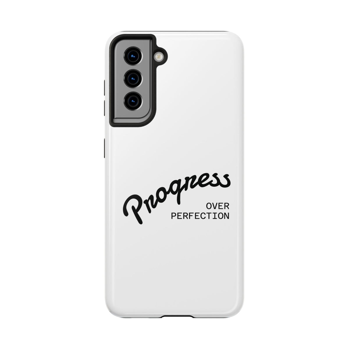 Progress Over Perfection Tough Phone Case — Minimal Motivational iPhone/Android Protective Cover