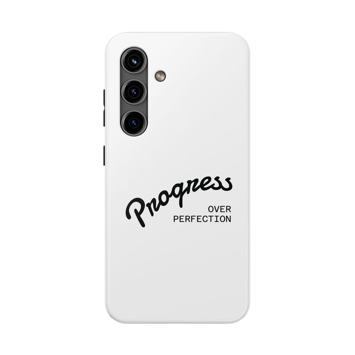 Progress Over Perfection Tough Phone Case — Minimal Motivational iPhone/Android Protective Cover