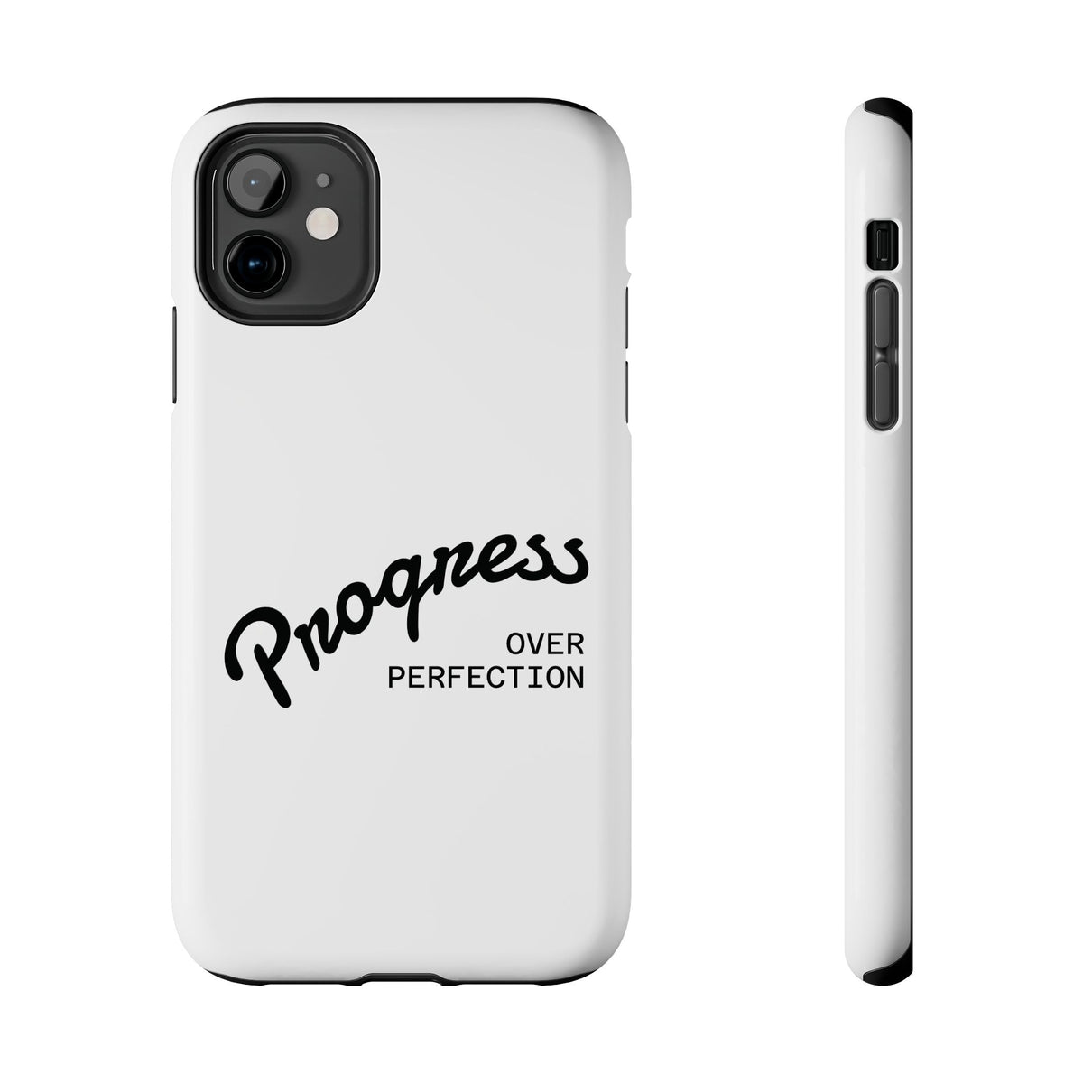 Progress Over Perfection Tough Phone Case — Minimal Motivational iPhone/Android Protective Cover