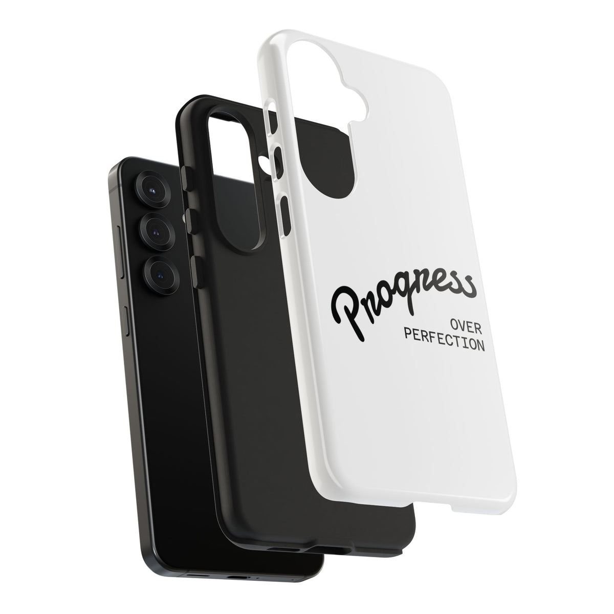 Progress Over Perfection Tough Phone Case — Minimal Motivational iPhone/Android Protective Cover