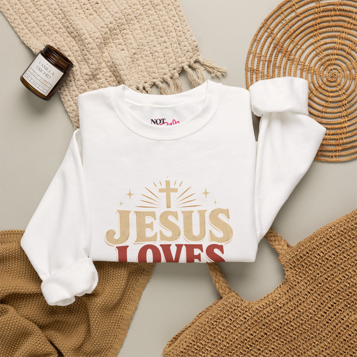 Jesus Loves You & I’m Tryin’ Christian Crewneck Sweatshirt