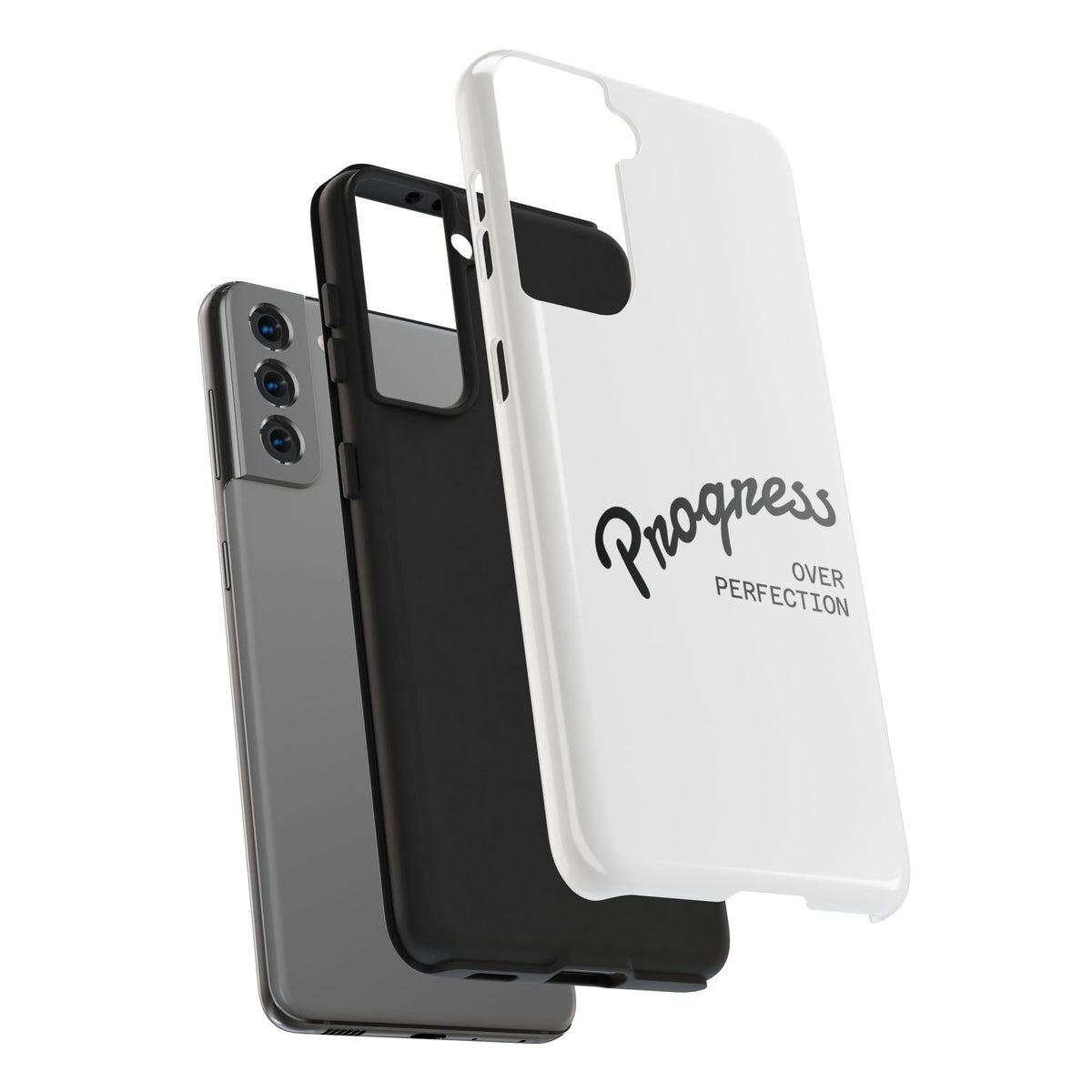 Progress Over Perfection Tough Phone Case — Minimal Motivational iPhone/Android Protective Cover