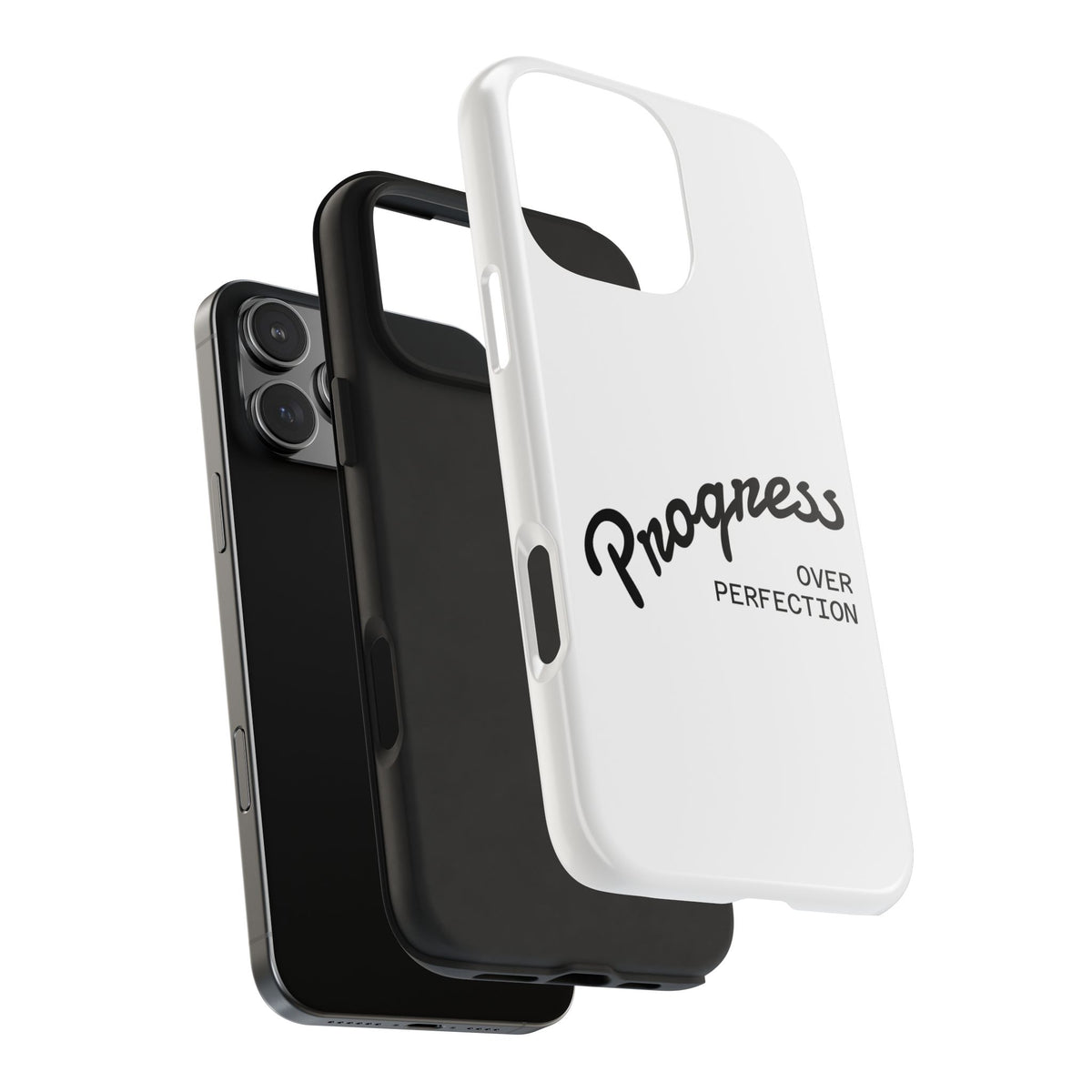 Progress Over Perfection Tough Phone Case — Minimal Motivational iPhone/Android Protective Cover