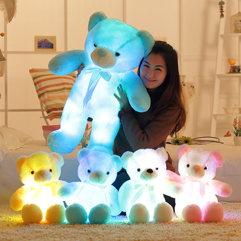 Candy-Colored Luminous Musical Teddy Bear Plush Toy, Soft Huggable Stuffed Animal