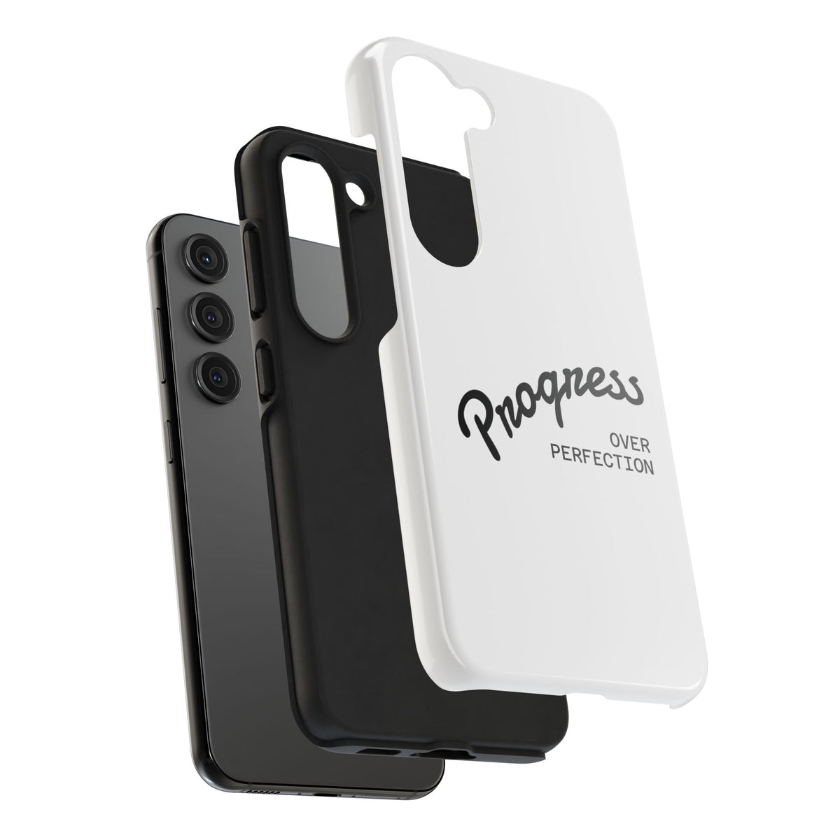Progress Over Perfection Tough Phone Case — Minimal Motivational iPhone/Android Protective Cover