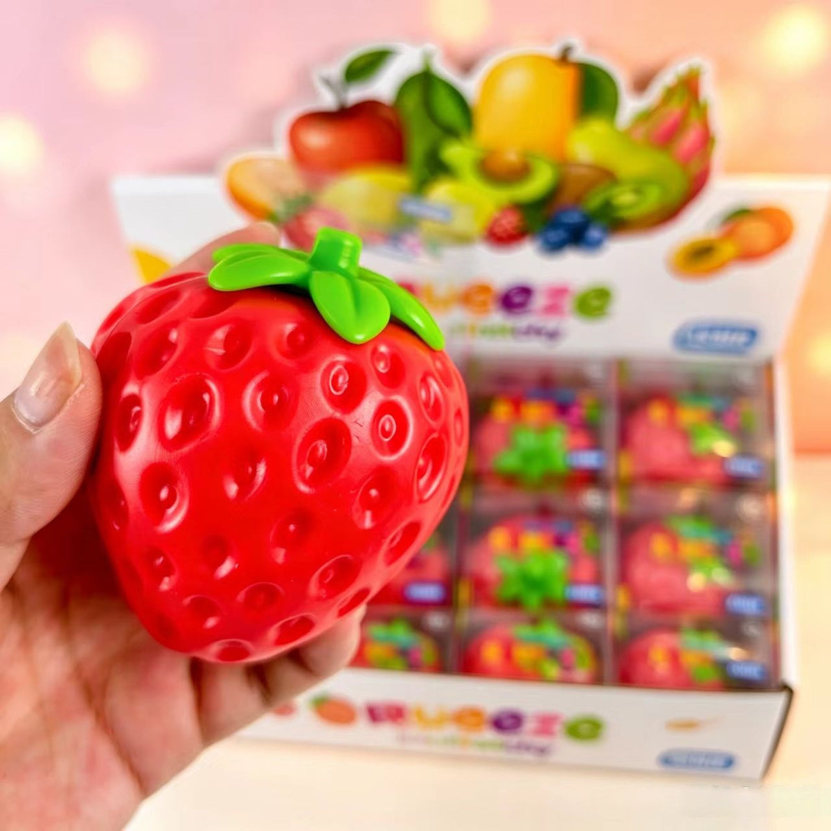 Strawberry squeeze toy, squishy, moldable building blocks, realistic imitation