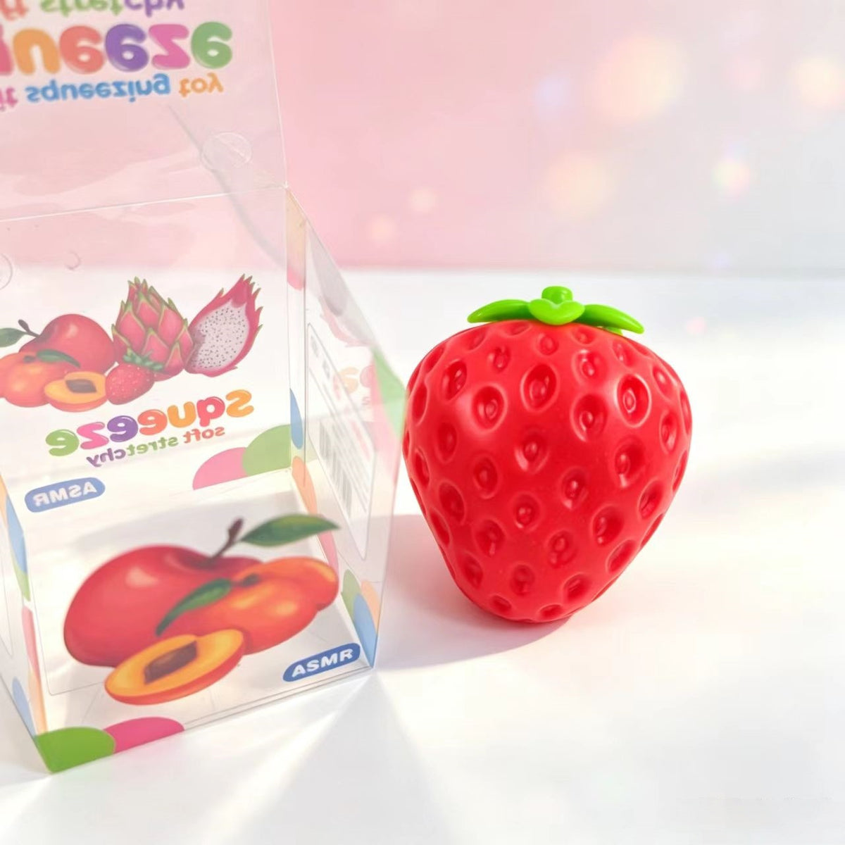 Strawberry squeeze toy, squishy, moldable building blocks, realistic imitation