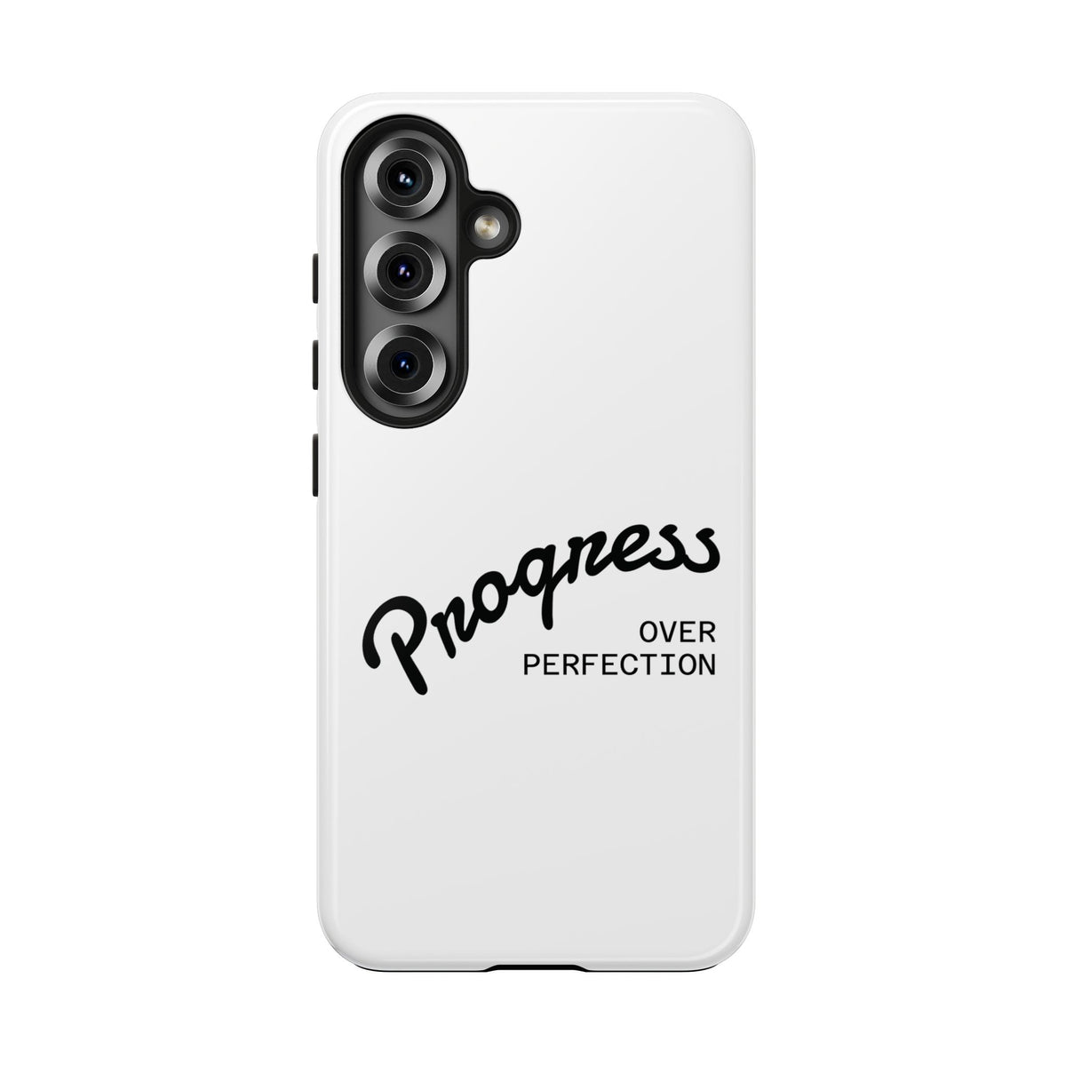 Progress Over Perfection Tough Phone Case — Minimal Motivational iPhone/Android Protective Cover