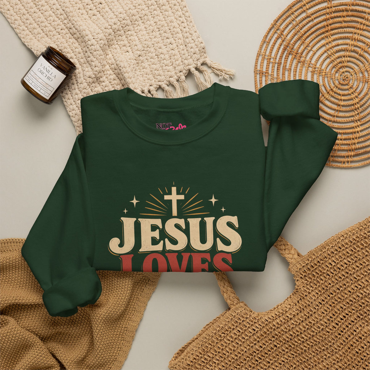 Jesus Loves You & I’m Tryin’ Christian Crewneck Sweatshirt