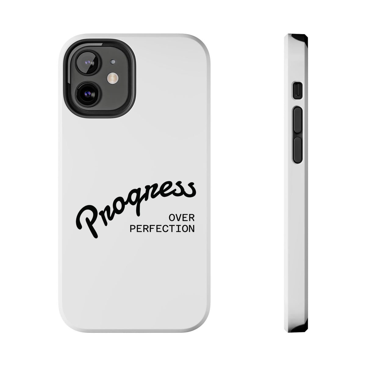Progress Over Perfection Tough Phone Case — Minimal Motivational iPhone/Android Protective Cover