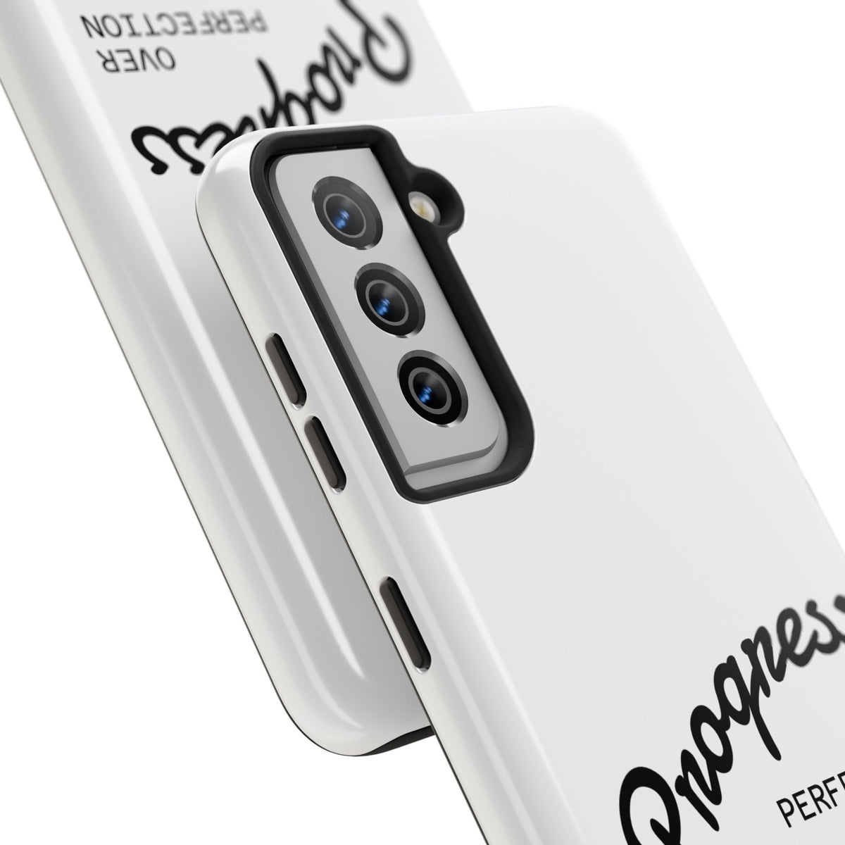 Progress Over Perfection Tough Phone Case — Minimal Motivational iPhone/Android Protective Cover