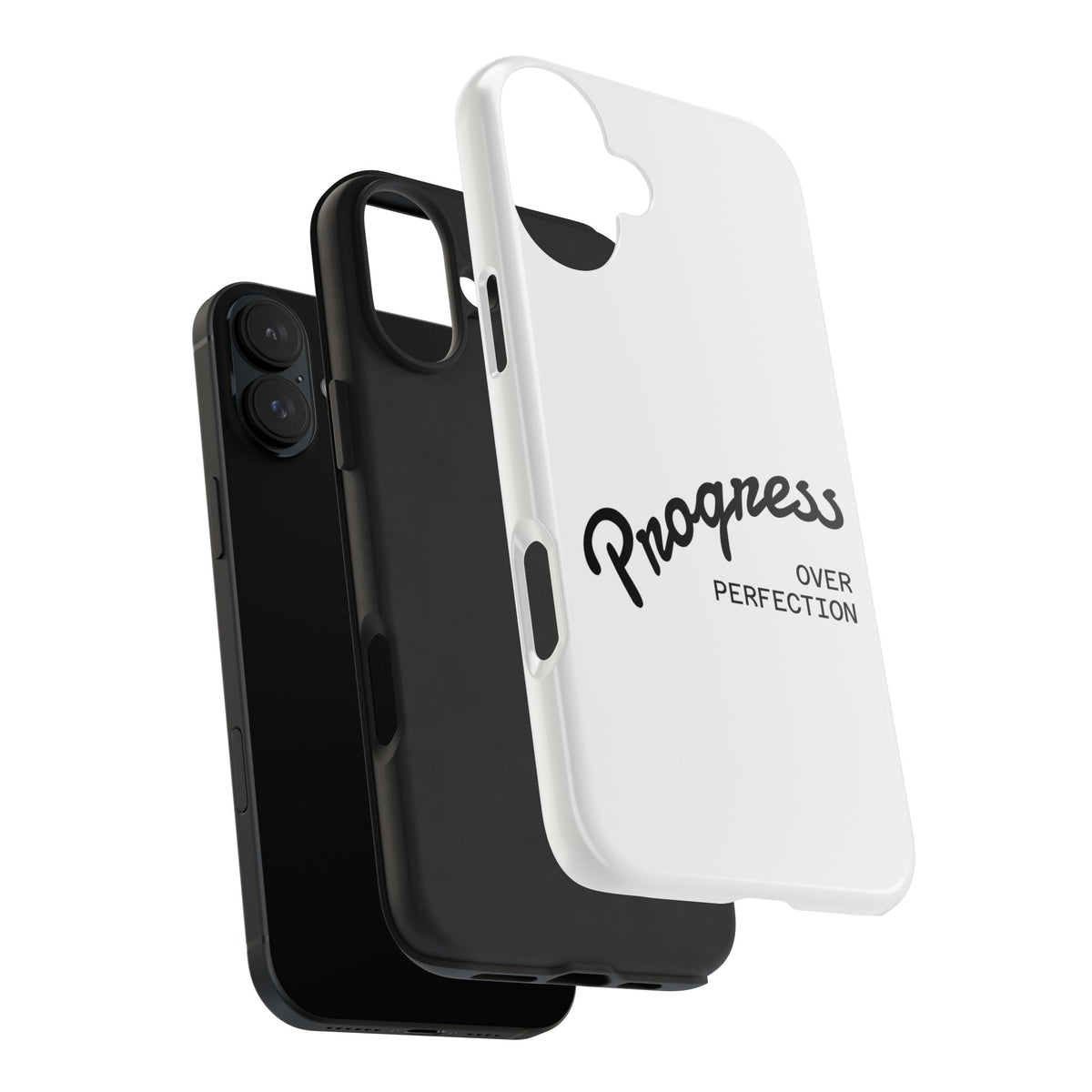 Progress Over Perfection Tough Phone Case — Minimal Motivational iPhone/Android Protective Cover