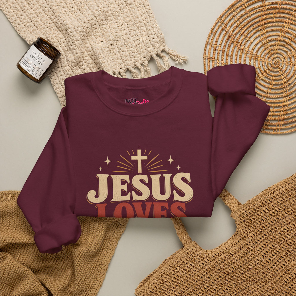 Jesus Loves You & I’m Tryin’ Christian Crewneck Sweatshirt