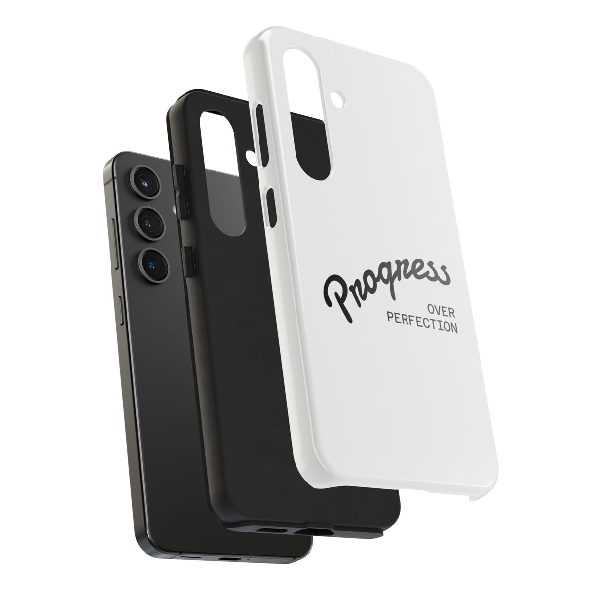 Progress Over Perfection Tough Phone Case — Minimal Motivational iPhone/Android Protective Cover