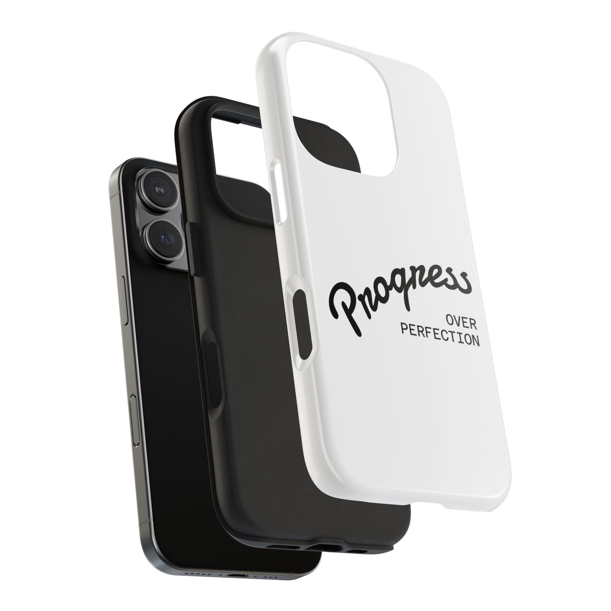Progress Over Perfection Tough Phone Case — Minimal Motivational iPhone/Android Protective Cover