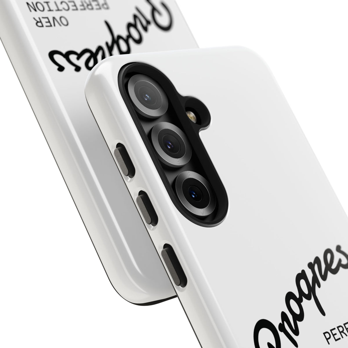 Progress Over Perfection Tough Phone Case — Minimal Motivational iPhone/Android Protective Cover