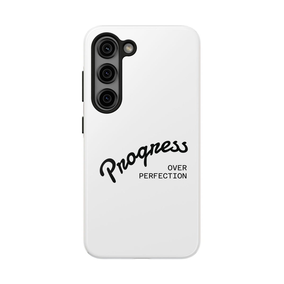 Progress Over Perfection Tough Phone Case — Minimal Motivational iPhone/Android Protective Cover