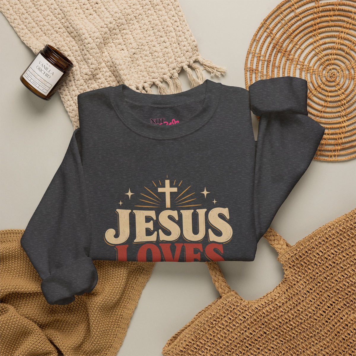 Jesus Loves You & I’m Tryin’ Christian Crewneck Sweatshirt