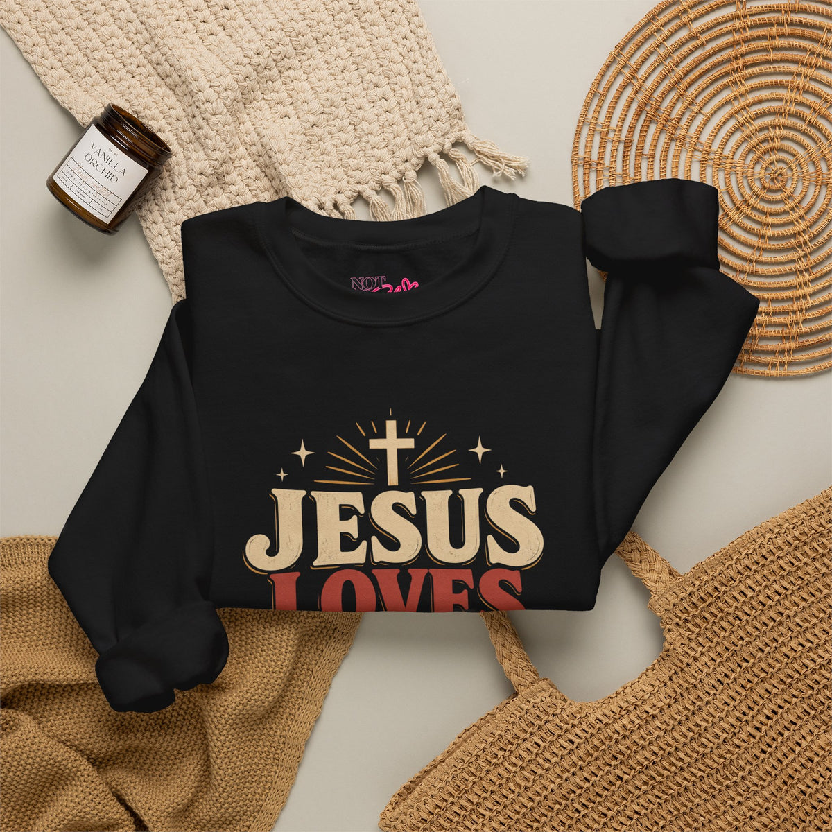 Jesus Loves You & I’m Tryin’ Christian Crewneck Sweatshirt