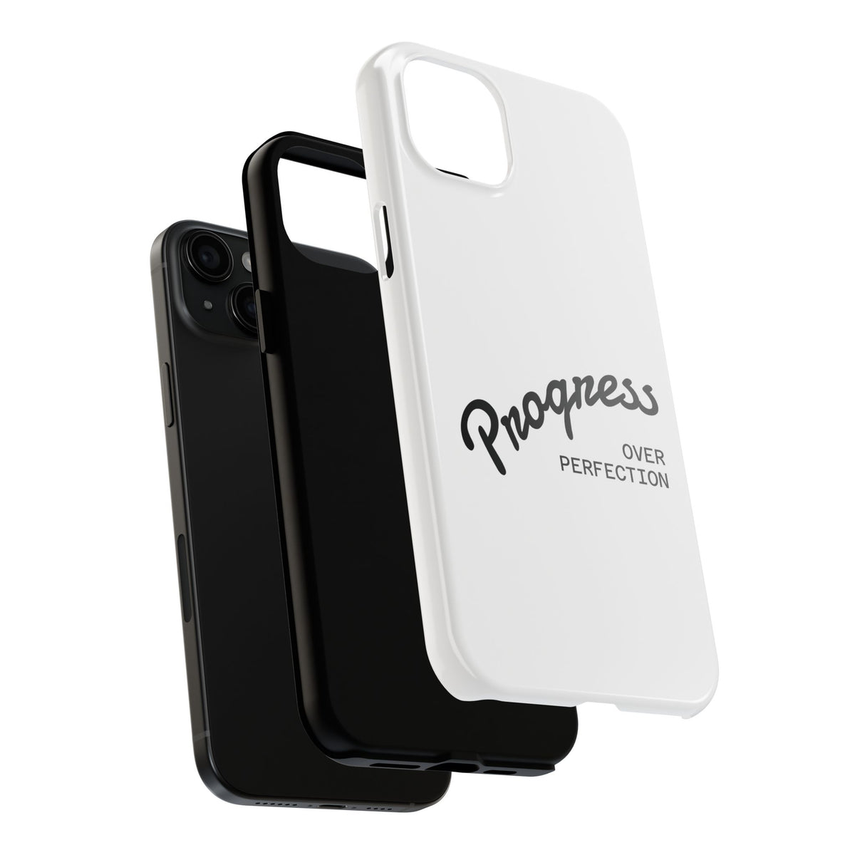 Progress Over Perfection Tough Phone Case — Minimal Motivational iPhone/Android Protective Cover