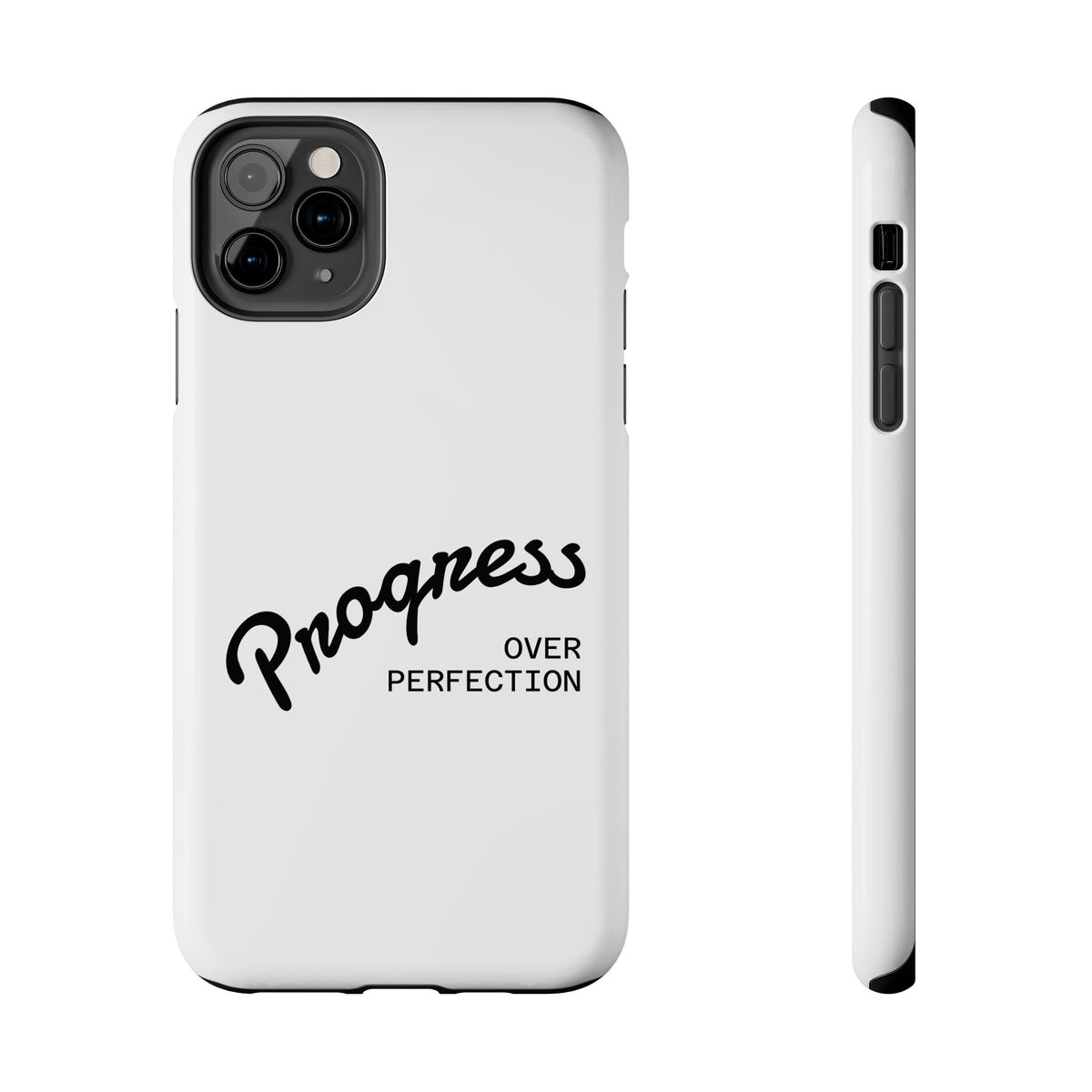 Progress Over Perfection Tough Phone Case — Minimal Motivational iPhone/Android Protective Cover