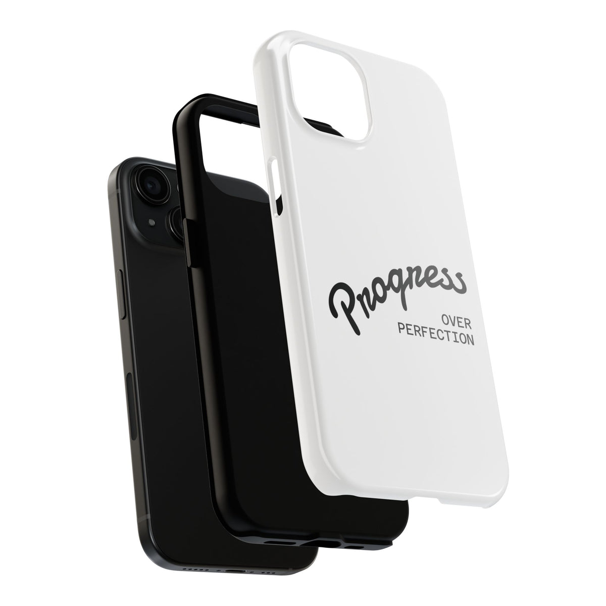 Progress Over Perfection Tough Phone Case — Minimal Motivational iPhone/Android Protective Cover
