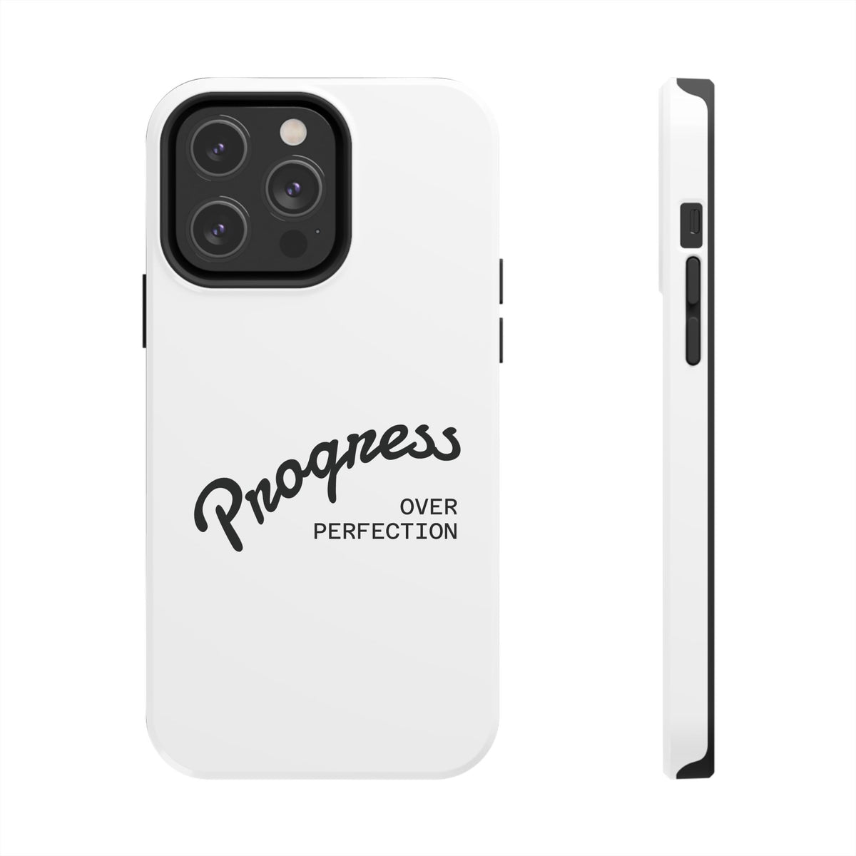 Progress Over Perfection Tough Phone Case — Minimal Motivational iPhone/Android Protective Cover